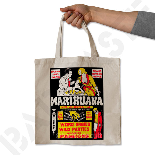[Tote Bag] Marihuana. Weird orgies! Wild parties! Unleashed passions!
