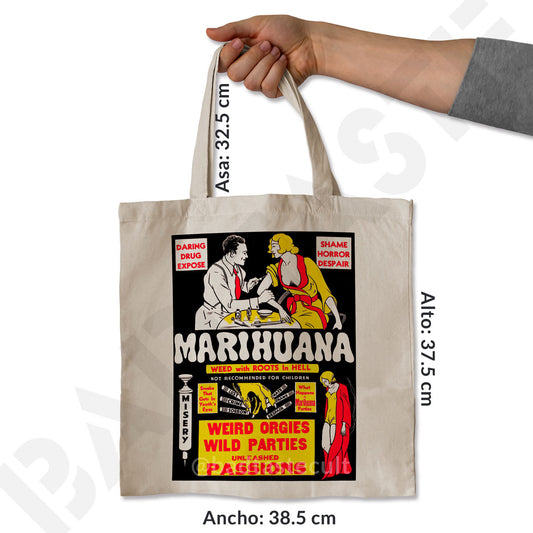[Tote Bag] Marihuana. Weird orgies! Wild parties! Unleashed passions!