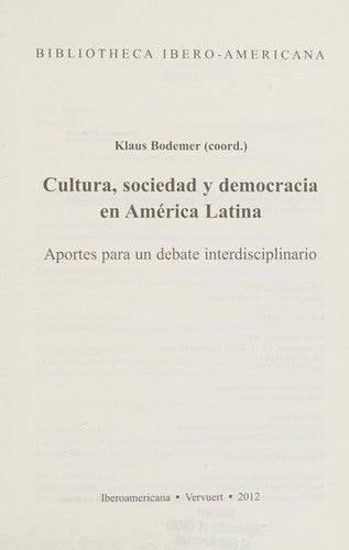 Cultura, Sociedad y Democracia en América Latina - Klaus Bodemer