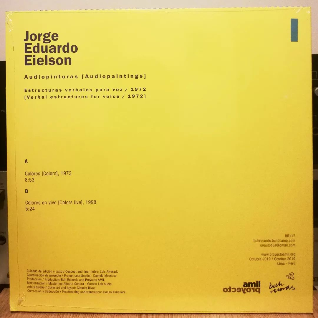 [VINILO] Jorge Eduardo Eielson - Audiopinturas: Estructuras verbales para voz (1972)